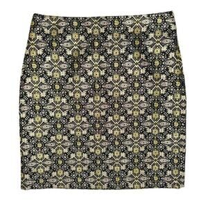NWT J McLaughlin Blck/Gold Jacquard  Skirt